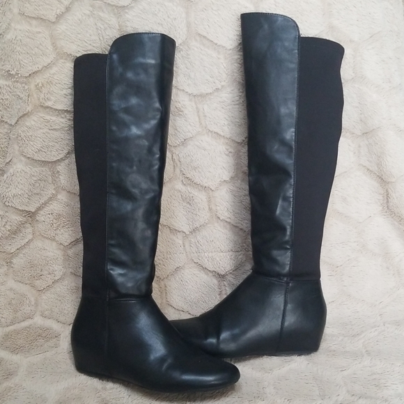 Aldo Black Over The Knee Leather 5050 Riding Boots - Picture 2 of 6